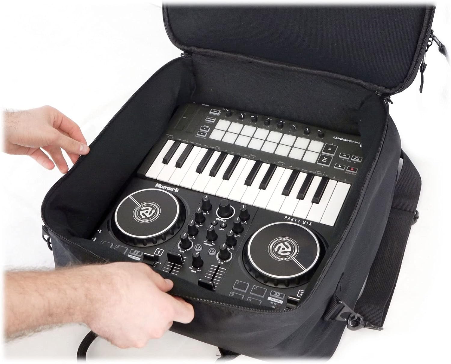 Rockville MB1615 DJ Gear Mixer Gig Bag Case, 15.5" x 15" x 5", Rugged Nylon, Water-Resistant, Front Pocket for Laptop and Accessories, for Mobile DJs and Studio Professionals