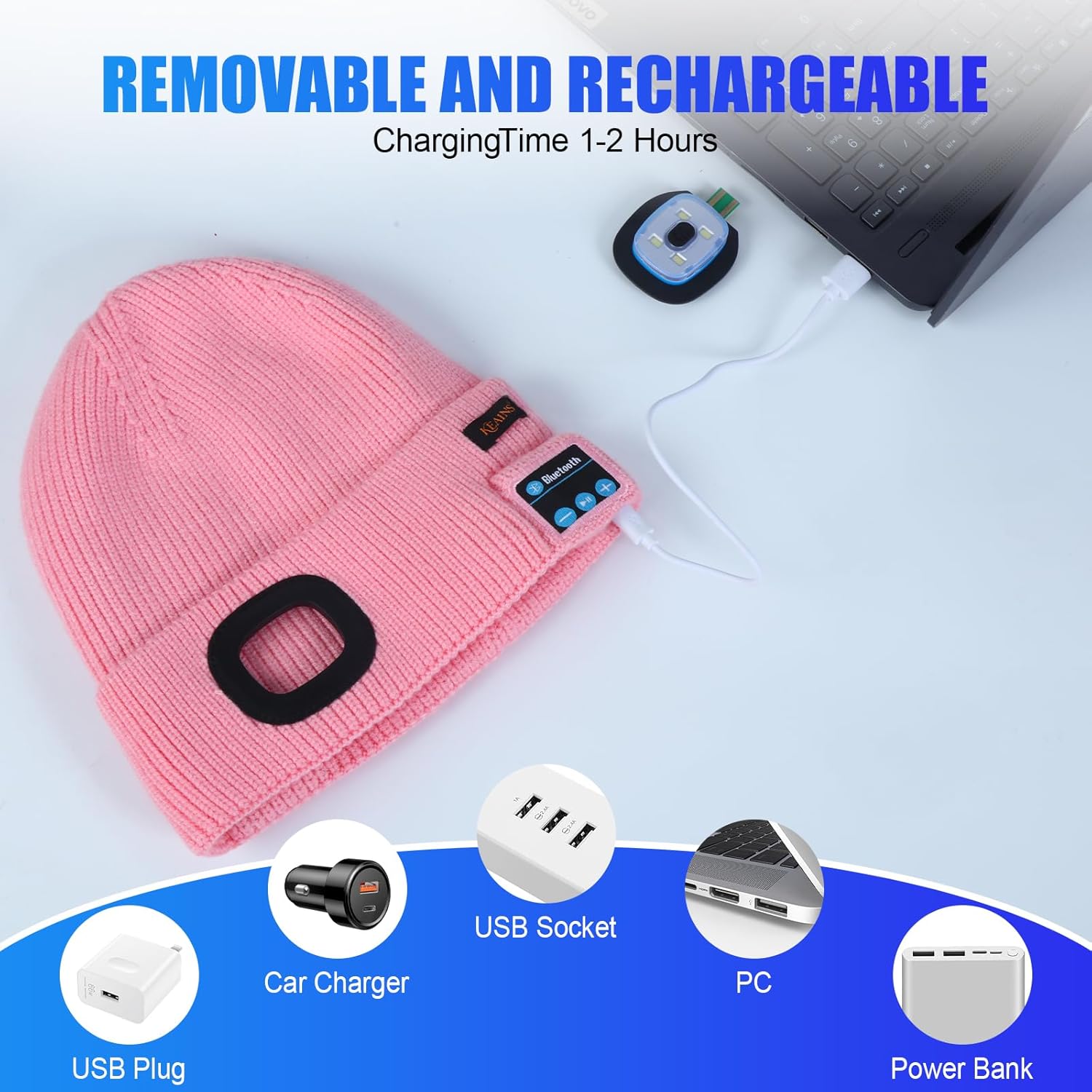 Bluetooth LED Beanie, Fleece Lined Winter Warm Music Hat with Light and Speaker Mic Headphones,Gifts for Men Women