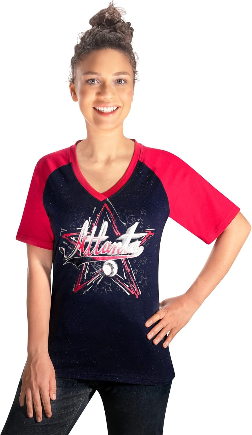 Womens Baseball Cage Fans Athletic City Raglan T-Shirts - Royal Blue & White