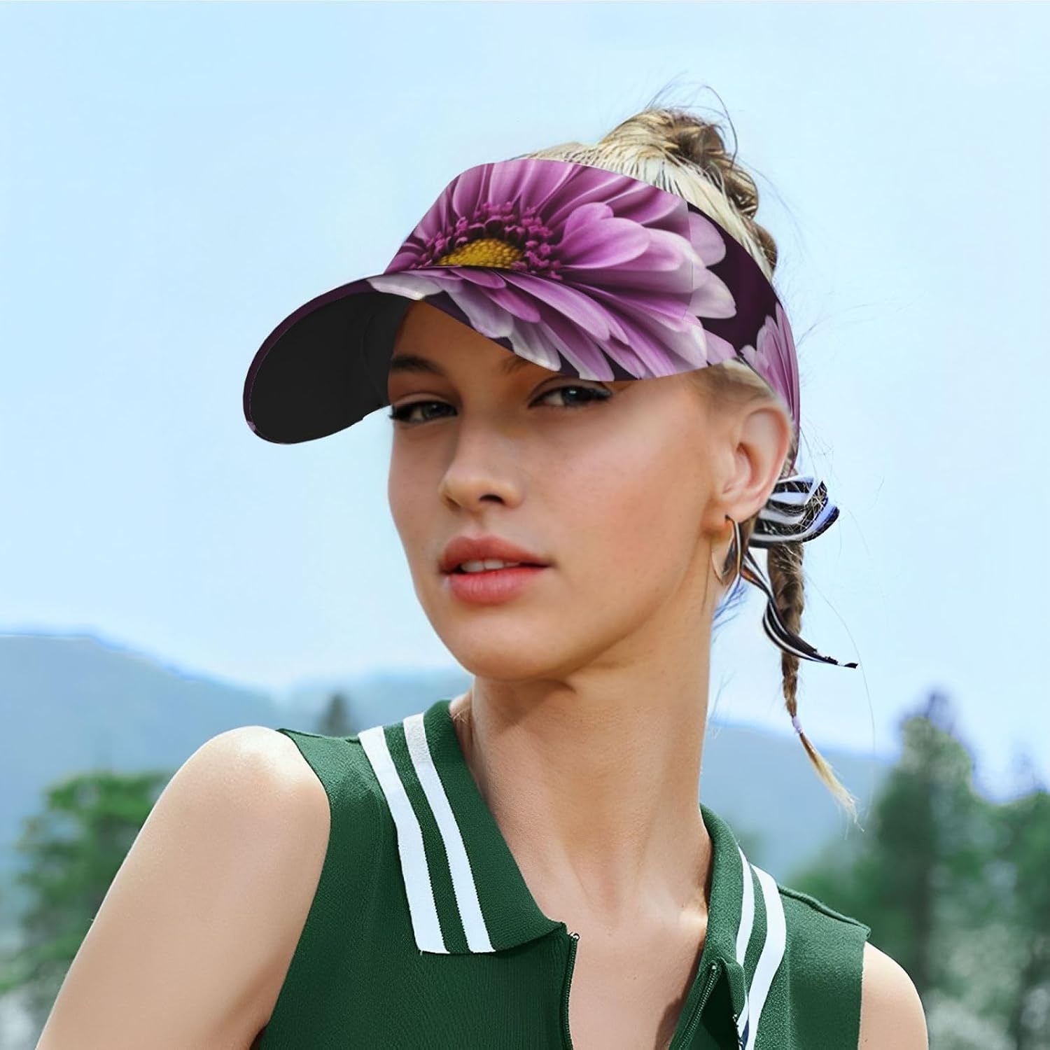 Purple Chrysanthemum Sports Sun Visor Hats Empty Top Baseball Cap Summer Tennis Golf Visor Caps for Women Men