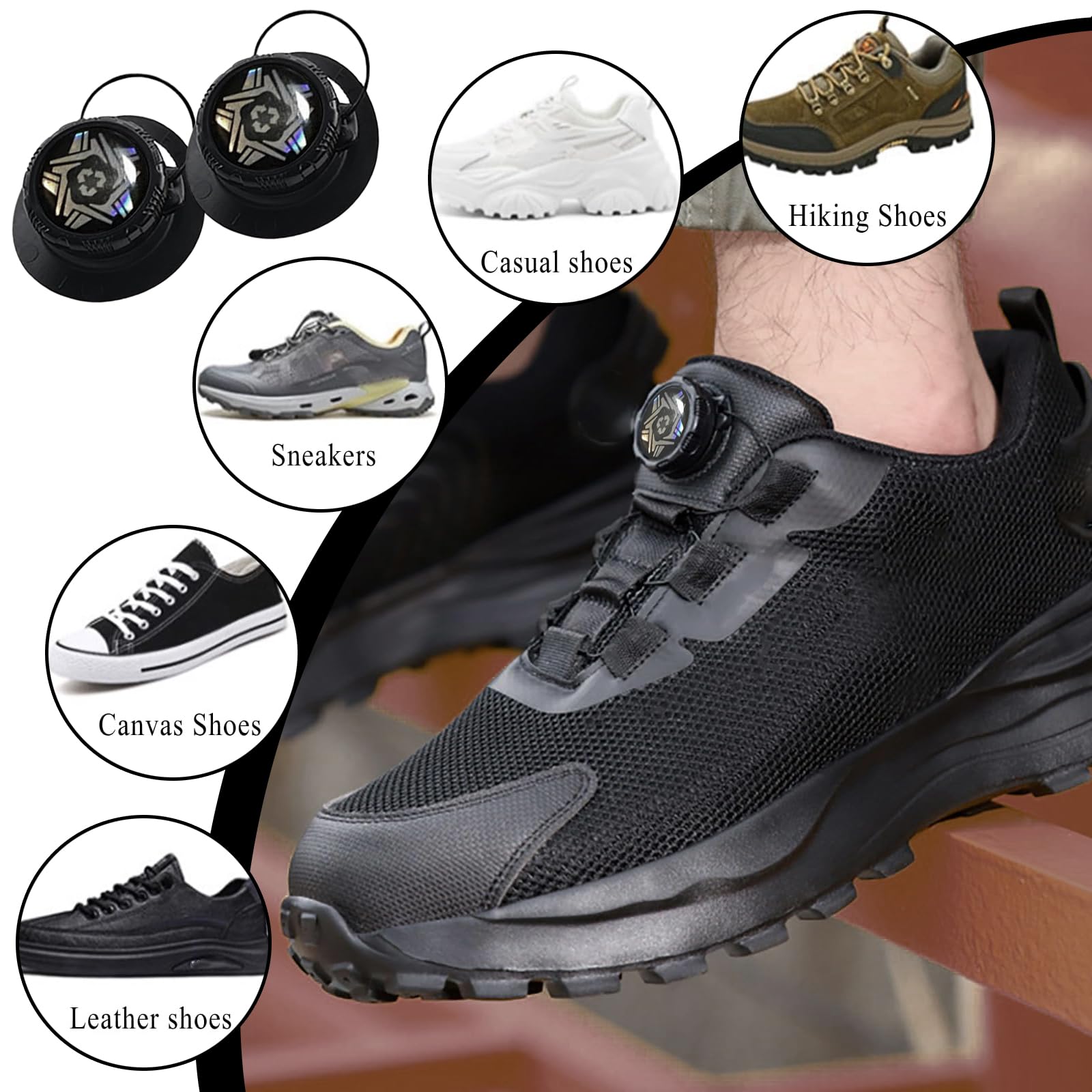 Kluz Lacci Automatici A Rotella – Confezione Da 4 Sistemi Di Allacciatura Rapida Per Scarpe Sportive E Da Corsa