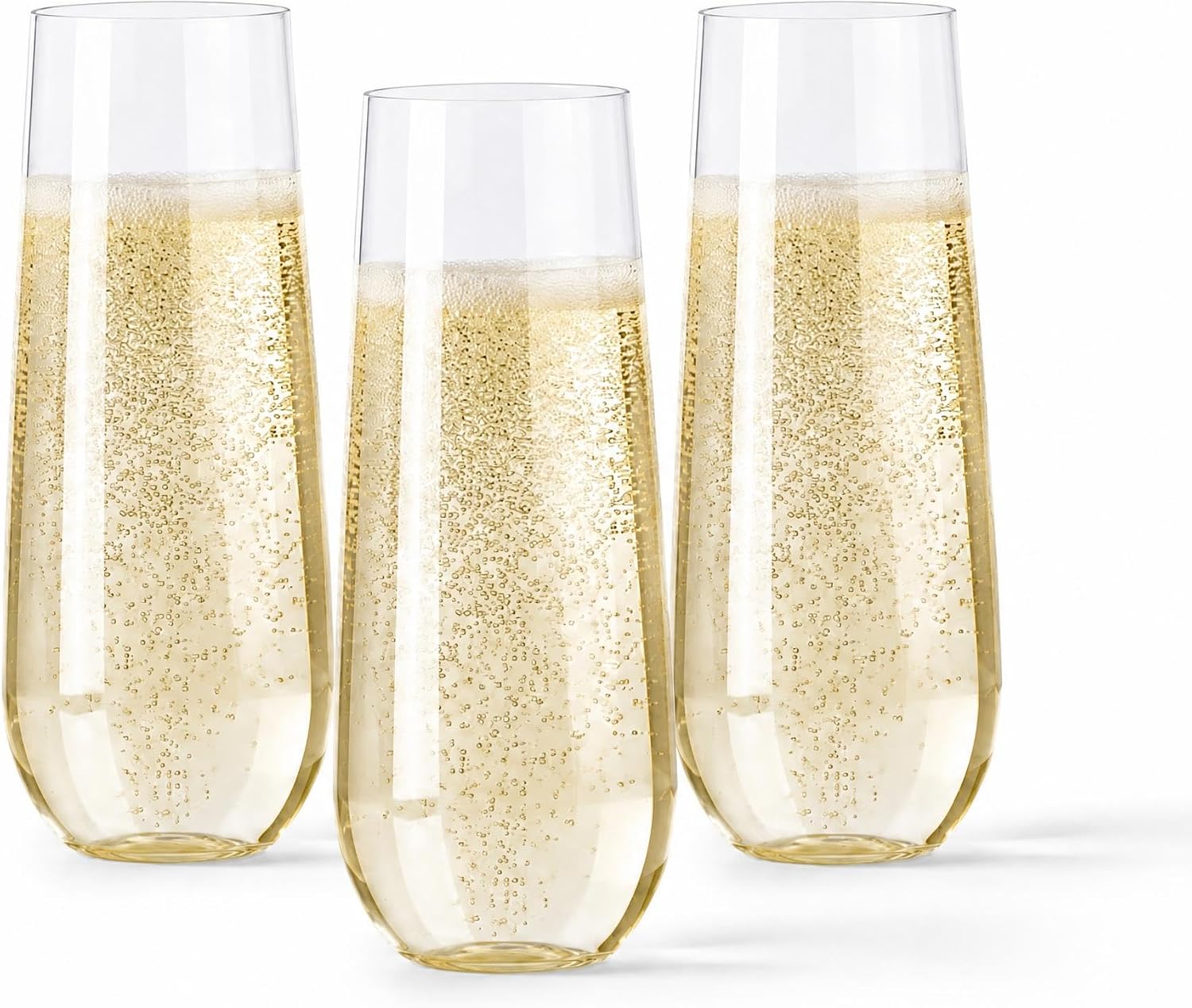 48 Plastic Champagne Flutes 9 Oz Stemless Clear Disposable Toasting
