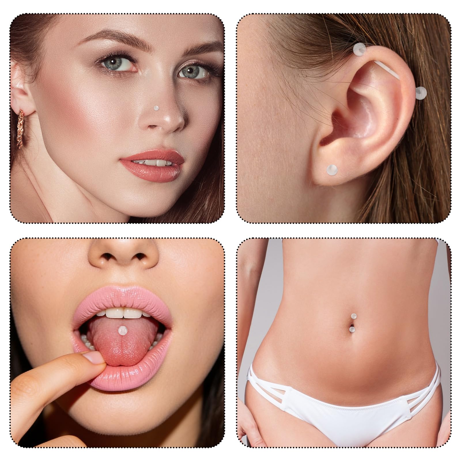 48 szt. przezroczysty zestaw do piercingu akrylowy kolczyk do nosa języka pępka pierścienie plastikowe piercing przezroczysty piercing biżuteria kolczyki brwi chrząstka tragus warga przegrody