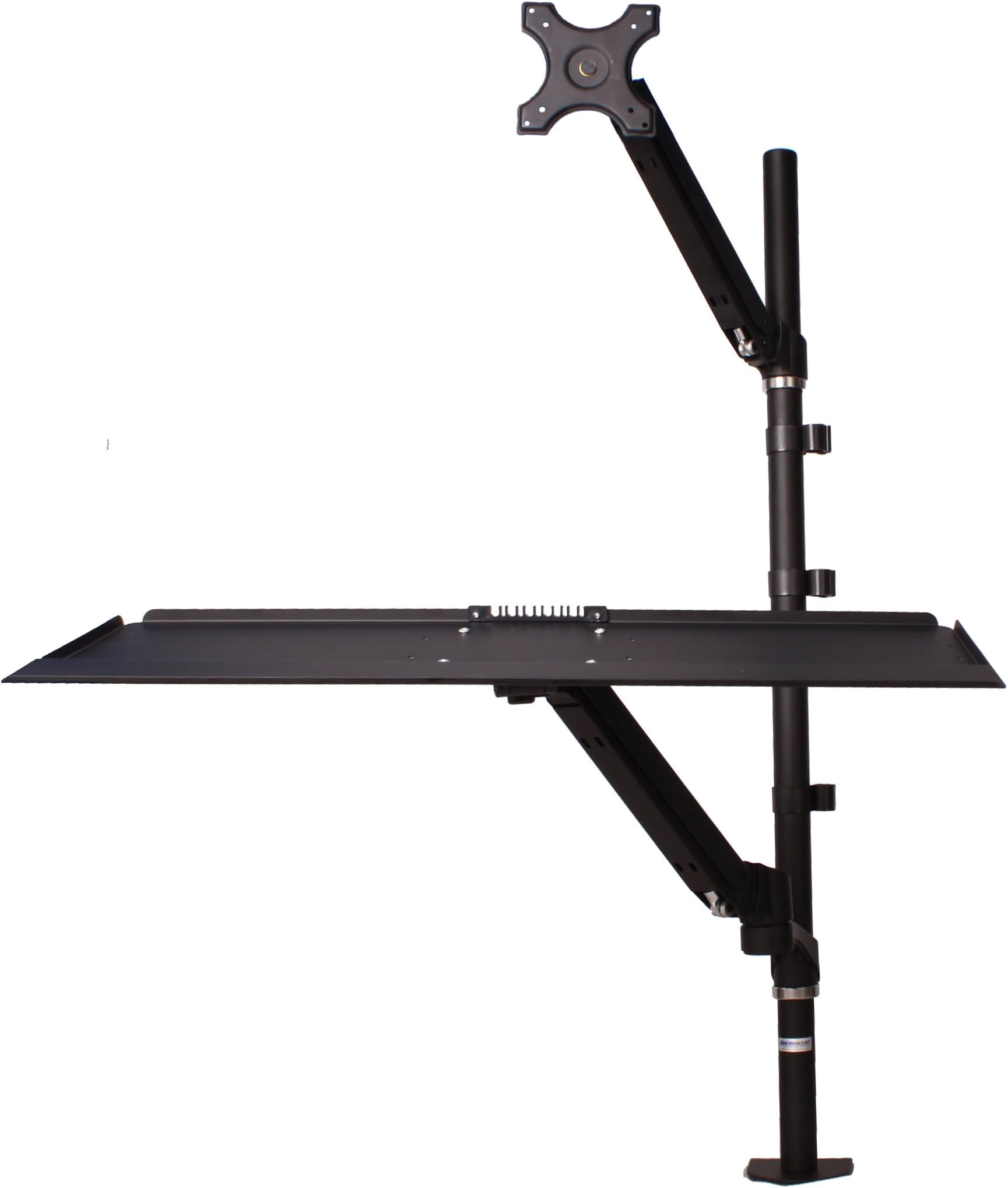 Articulating MonMount SSW001 Sit Stand Workstation Gas Spring Keybord Tray C Clamp Mount, Black with (SSW001)