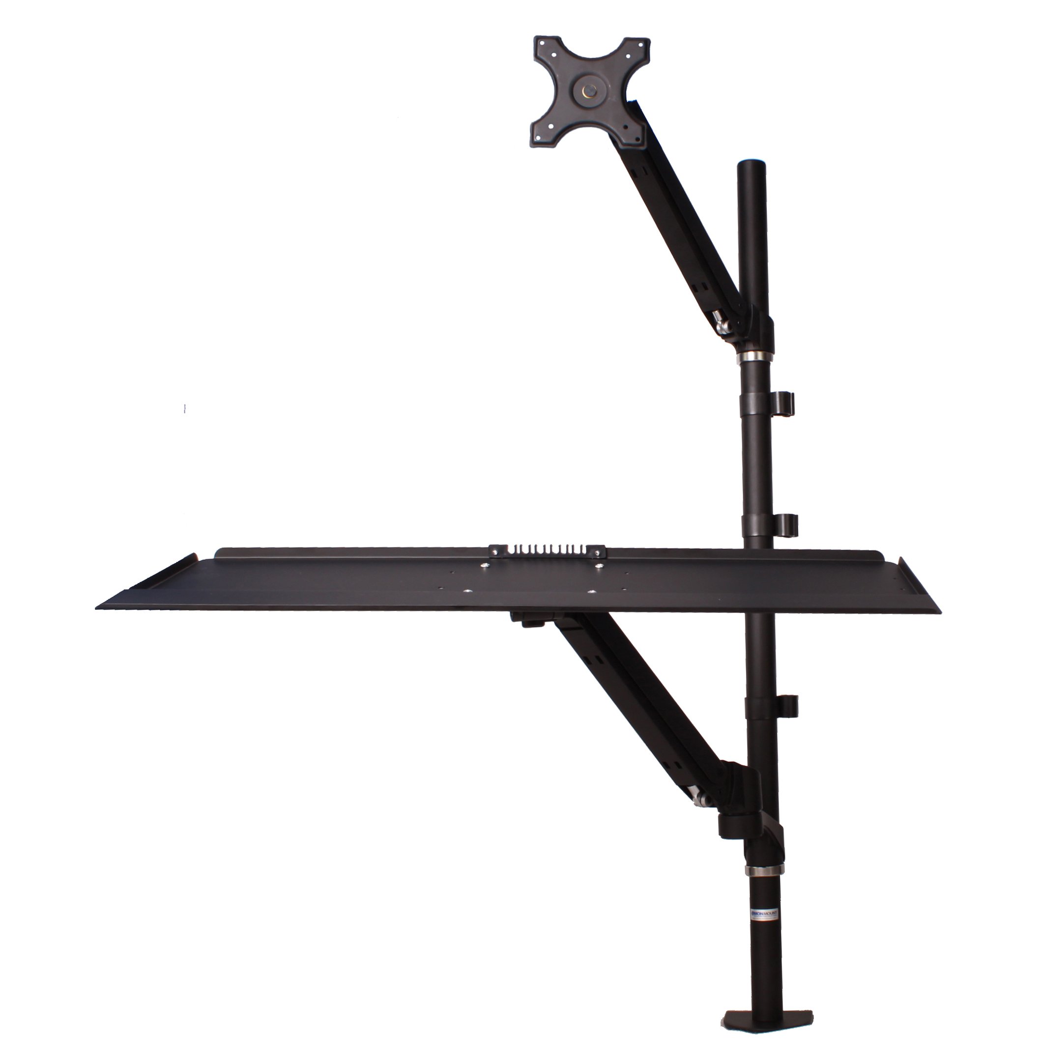 Articulating MonMount SSW001 Sit Stand Workstation Gas Spring Keybord Tray C Clamp Mount, Black with (SSW001)