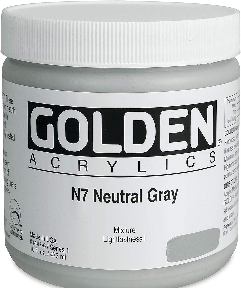 Golden Heavy Body Acrylic - Neutral Gray N7 16oz jar