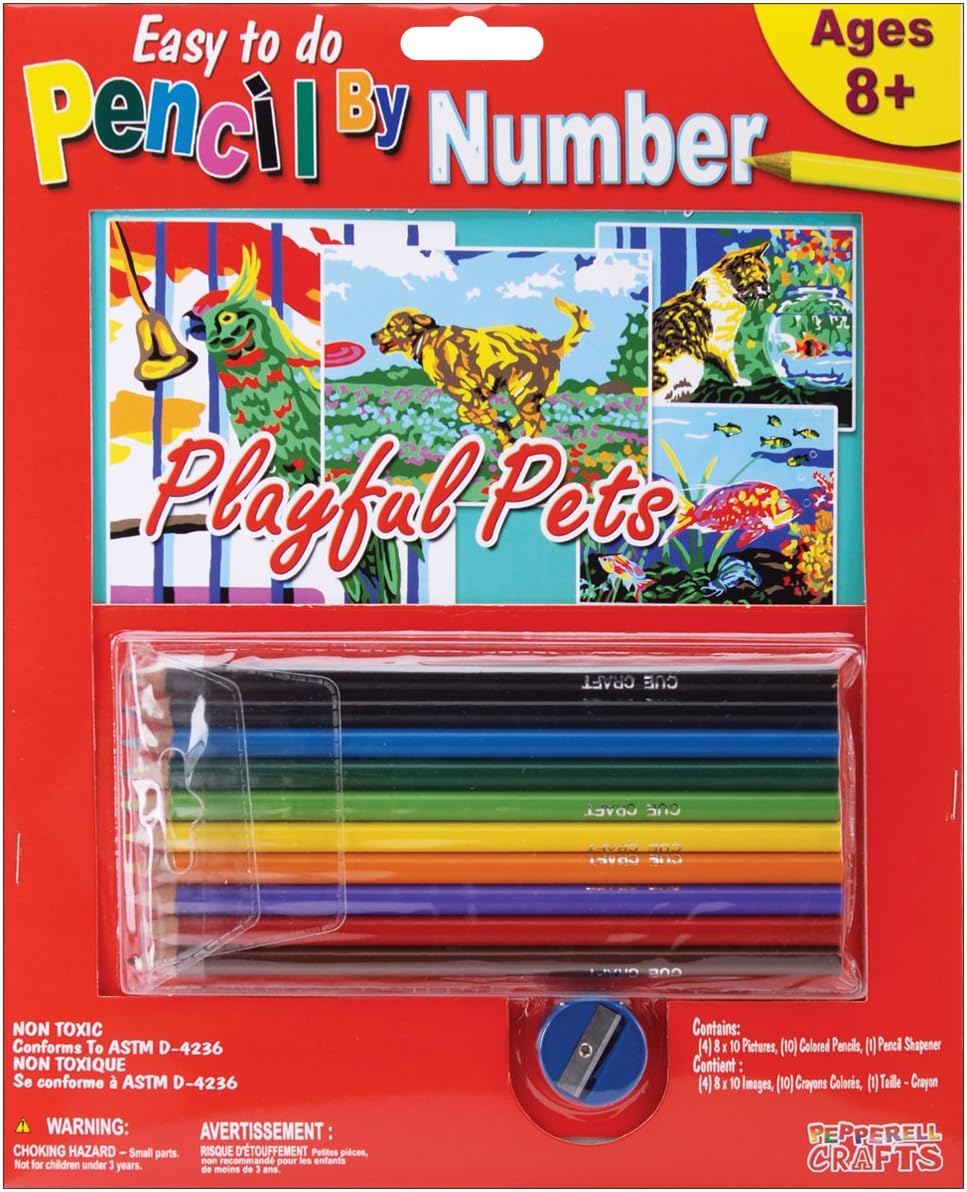 Pencil By Number Kit Playful Pets Toys & Games