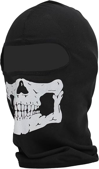 Balaclava Ghost COD Mask, OQUQO MW2 Skull Full Face Mask, Windproof Ski Mask Airsoft Mask Tactical Balaclava Mask for Men Women Youth Black Black One Size