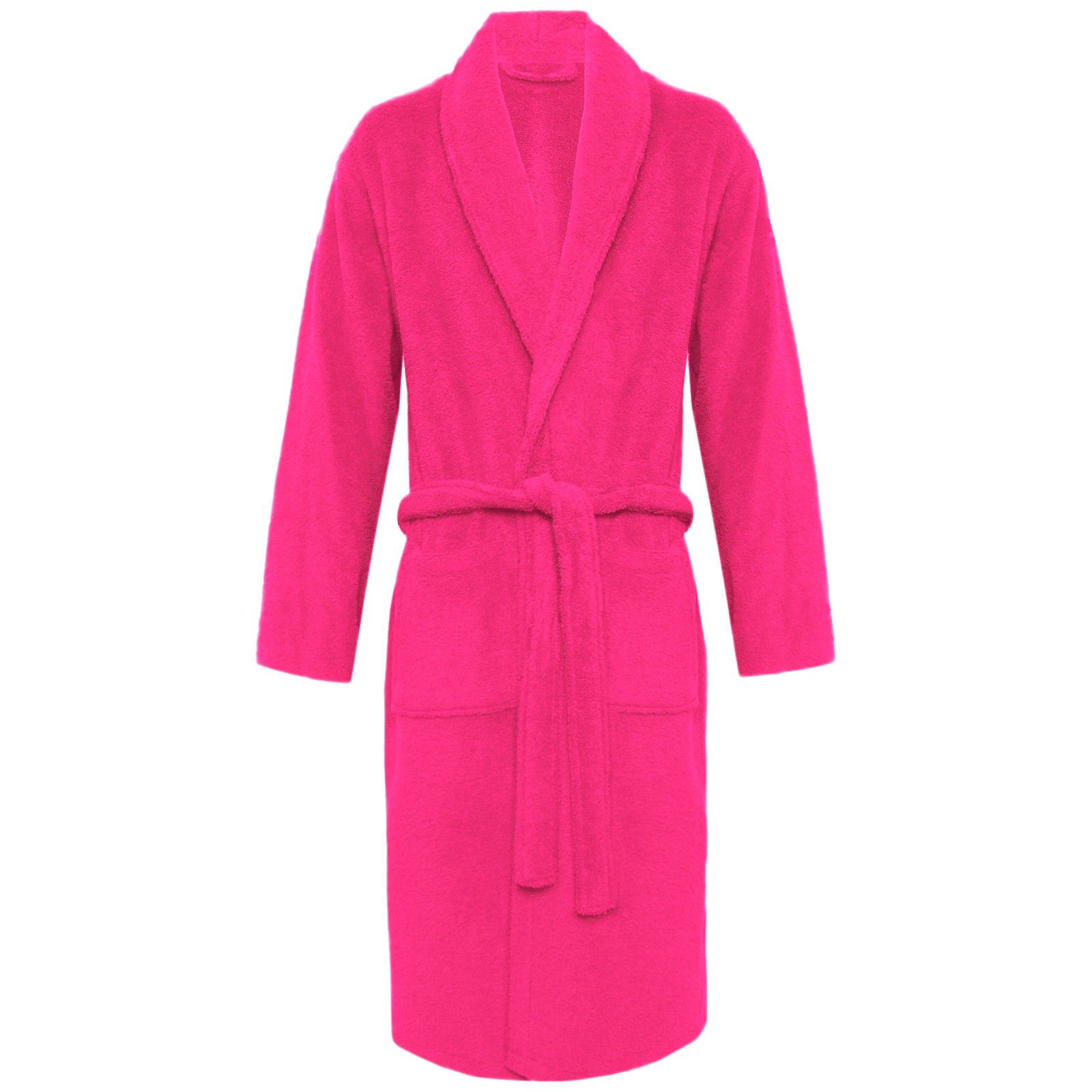 Myshoestore Men's Fuchsia / Shawl Neck Egyptian Cotton Terry Towelling Bathrobe With Shawl Collar, Fuchsia, One Size