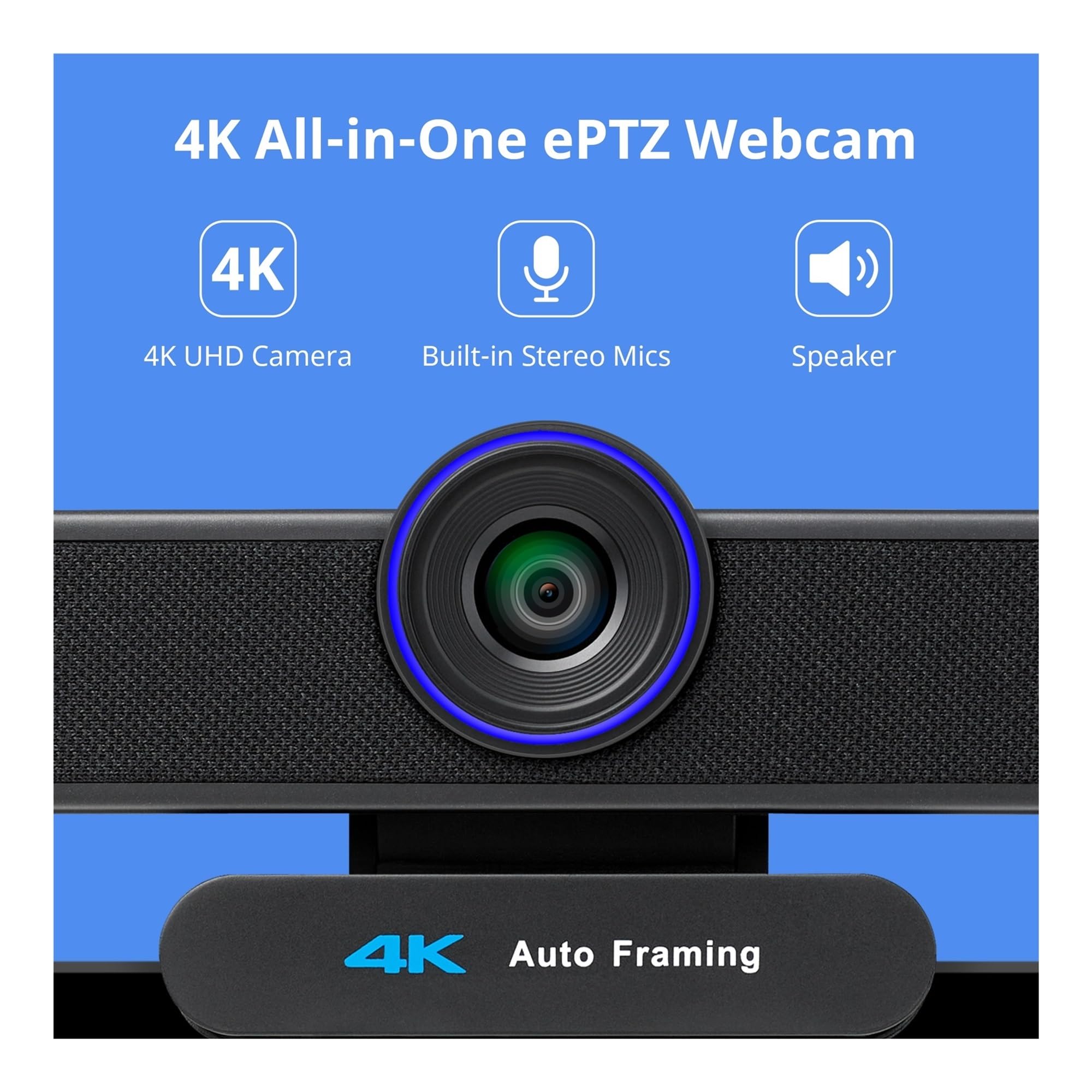 Webcam Webcam for conferenze Zoom Digitale 8MP 4X con inquadratura Automatica su Webcam for PC USB 2K for conferenze, Streaming Live, Registrazione(A)