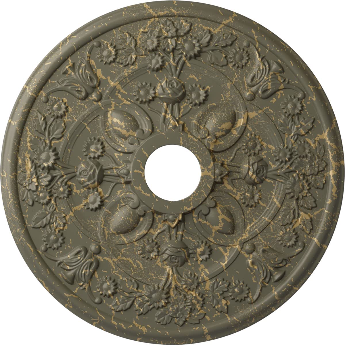 Médaillon de plafond Ekena Cm30roacs en cuivre antique peint à la main