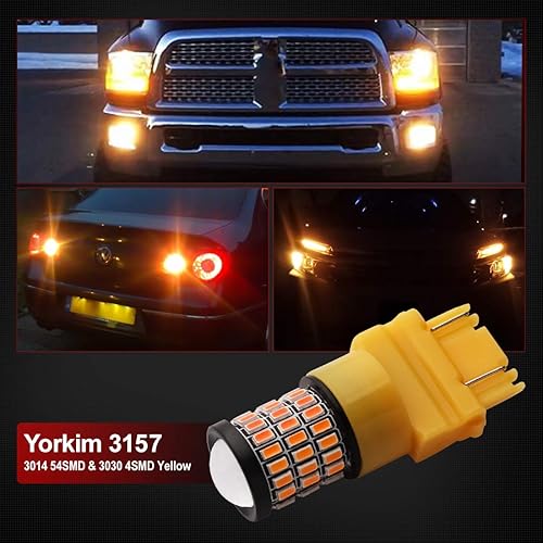 Miniatura 70 de Yorkim Bombilla LED 7440, luces rojas brillantes, bombillas LED T20, 7443 LED, 7441 LED, W21W LED, 7444 bombillas, para luz de marcha atrás/de Rojo