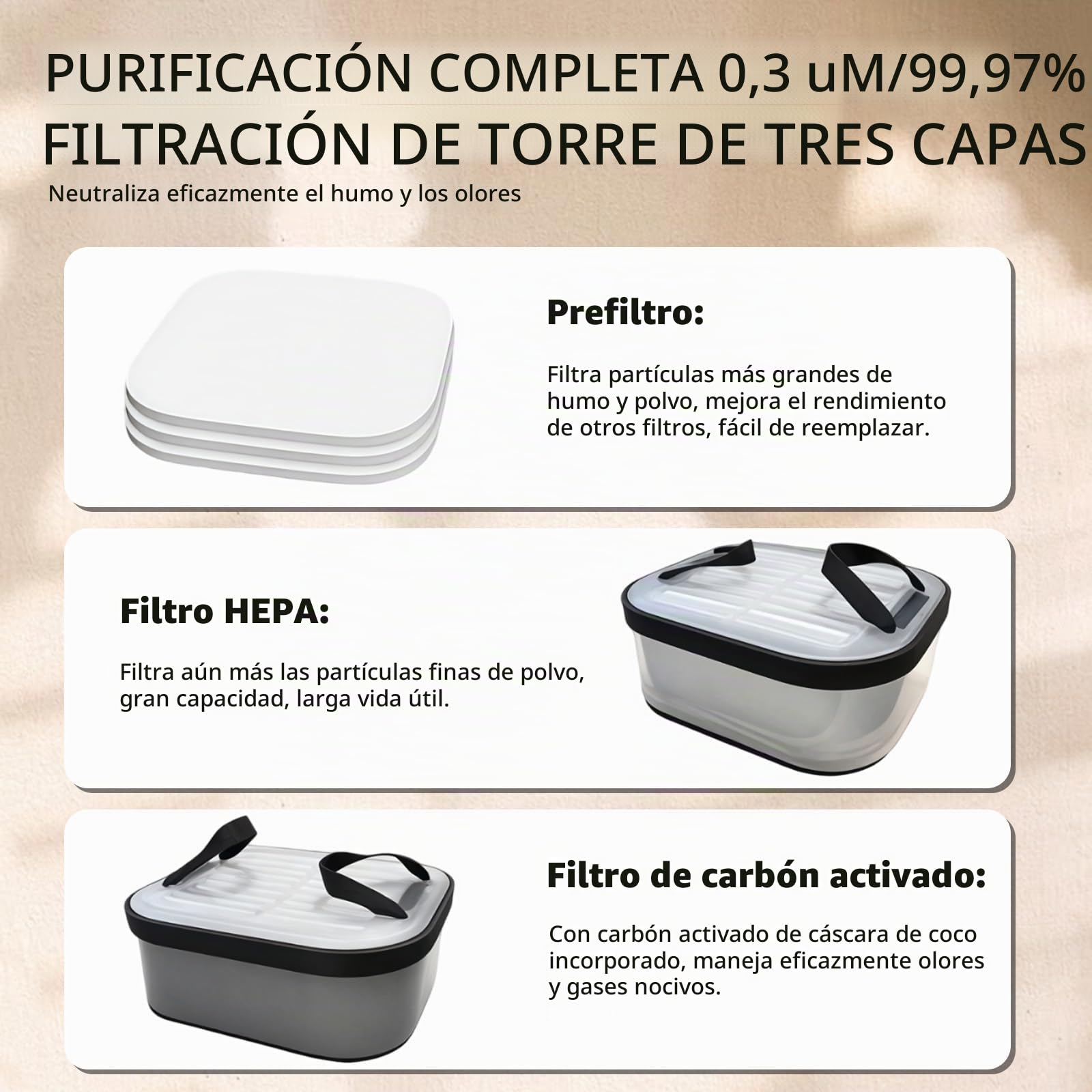 Purificador de aire para grabado láser extracción de humo portátil | para grabador con sistema de filtración de 3 niveles, mini absorbedor de humo, extracción de 2 en 1, carbón activo y filtro