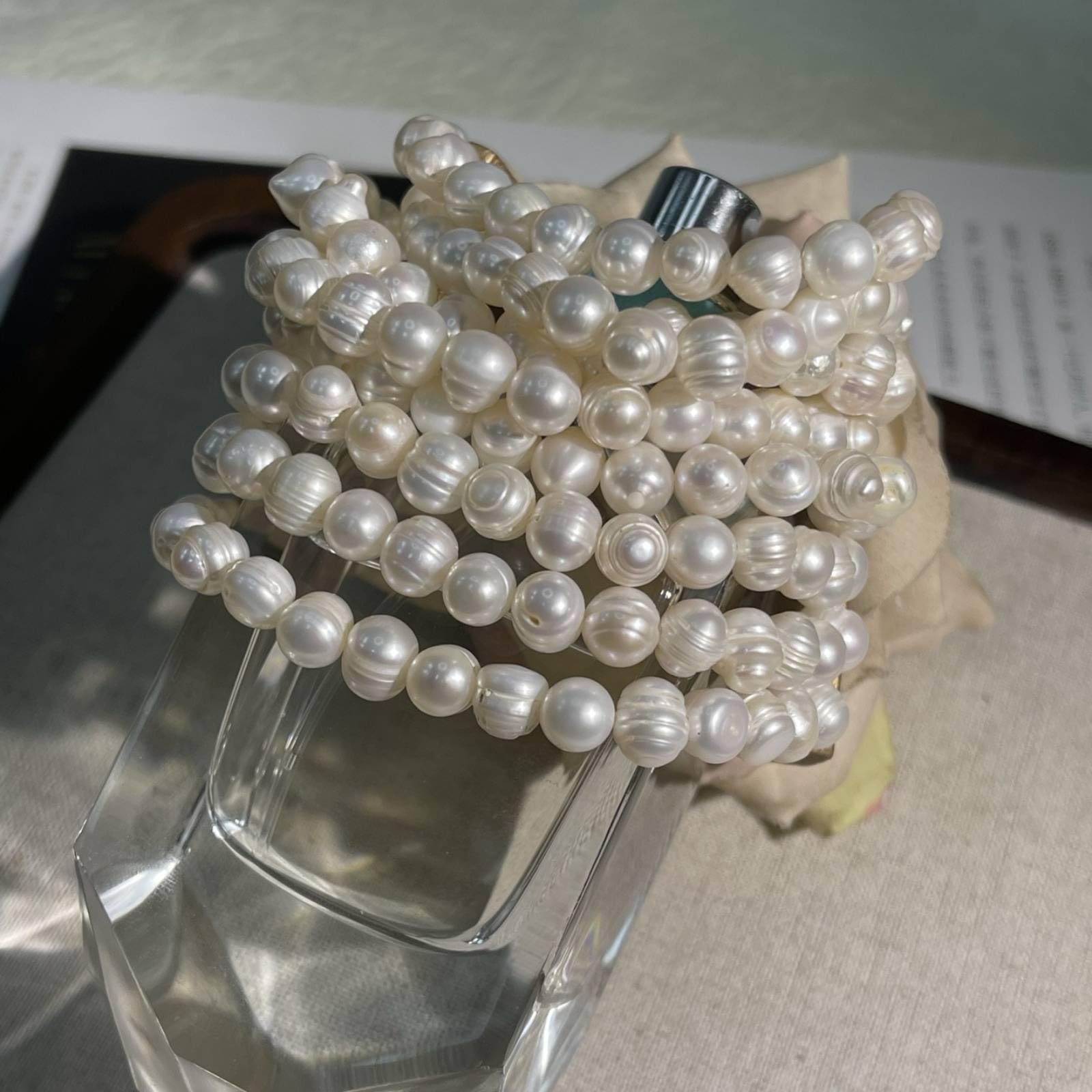 Mehrreihige Perlenkette Mehrreihig Statement-Kette mit Perlen Klassisch Collier für Damen