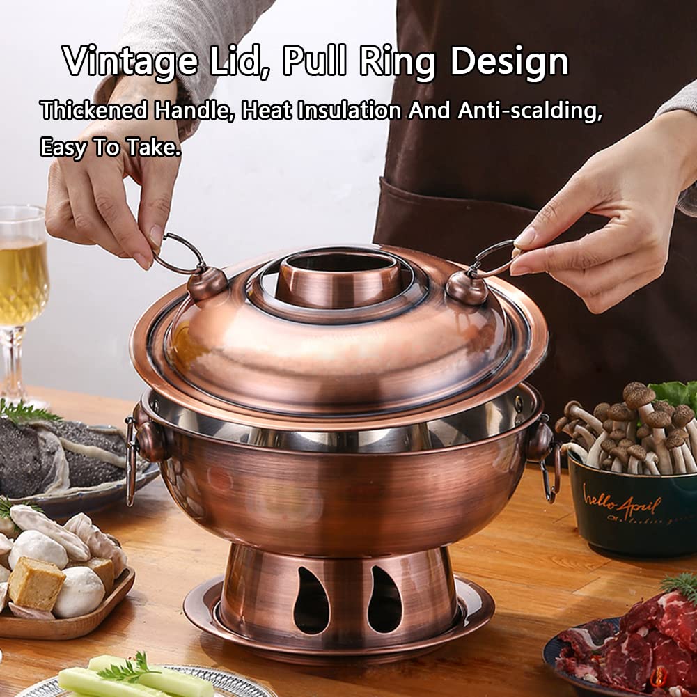 Kupfer-Hotpot, Vintage Shabu, Eintopf aus Edelstahl(Red Copper)