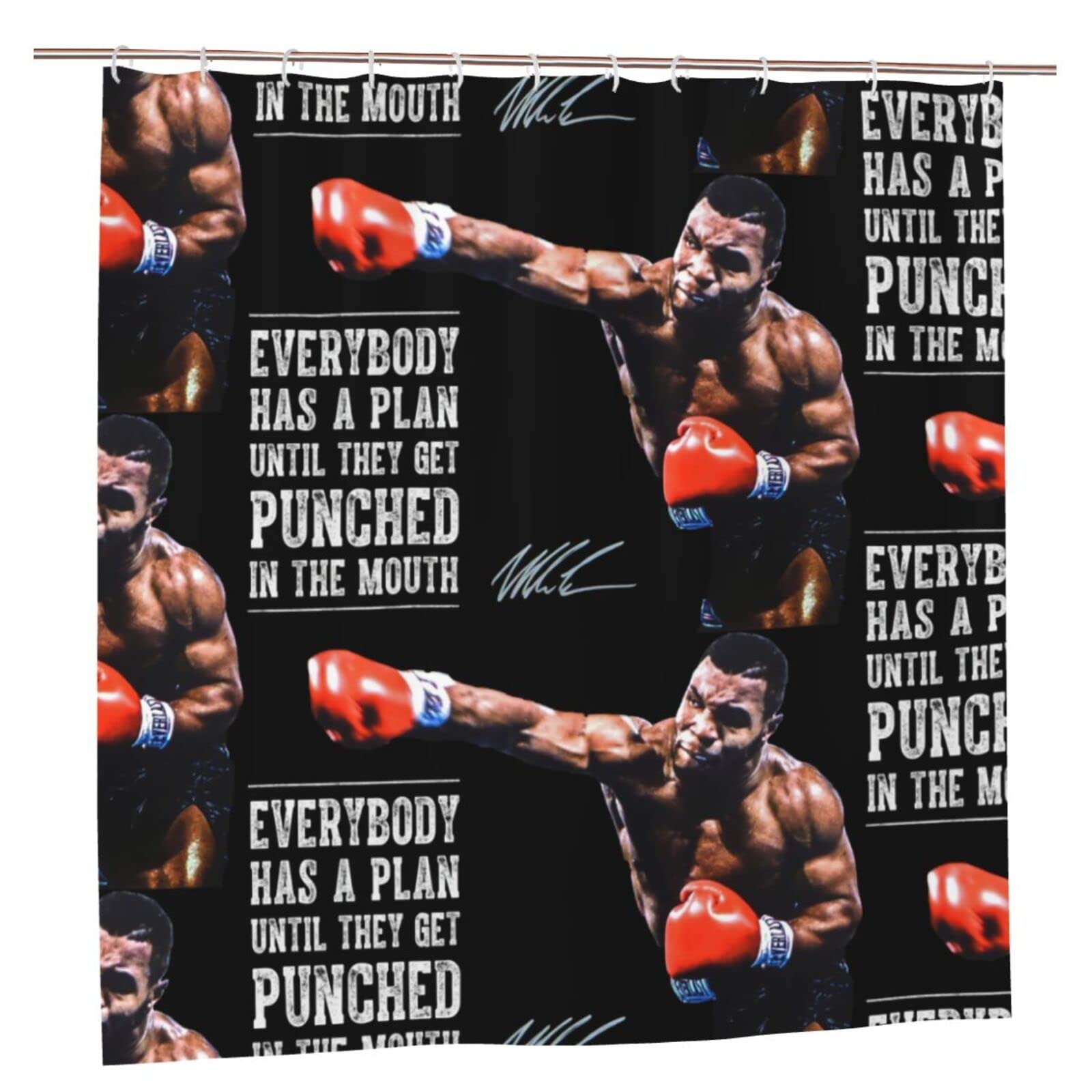 Mike Handsome Boxer Tyson Shower Curtain for Bathroom with 12 Hooks 72x72 inches Waterproof Bath Curtains Decorative Bathroom Curtain Convenient Fabric Shower Curtain Set Home Decor Plastic