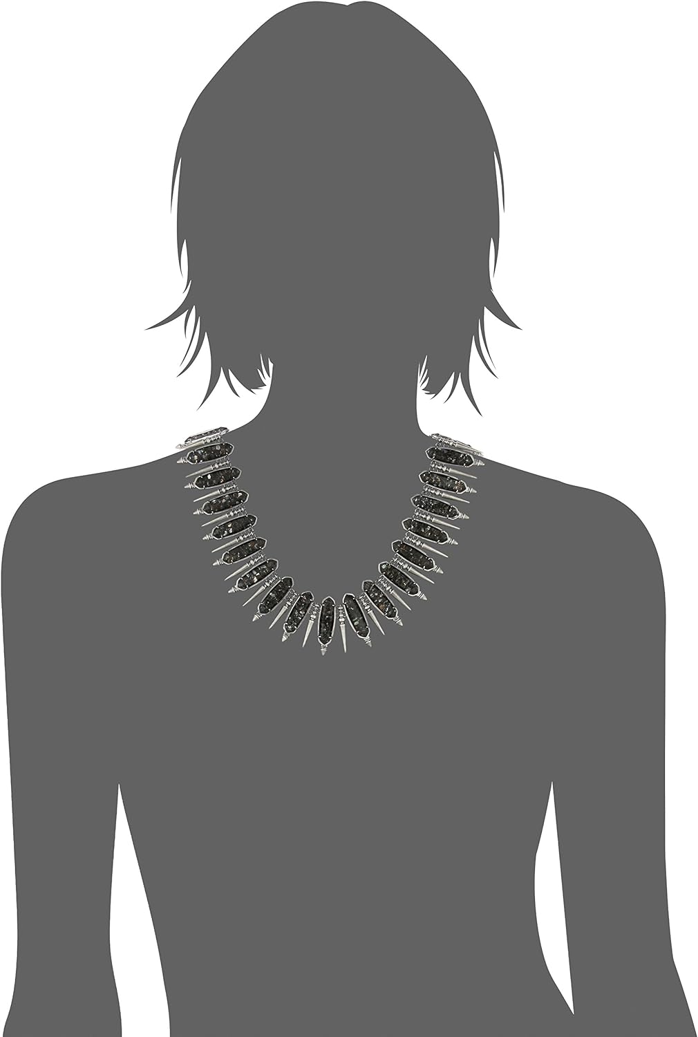 Kendra Scott Gwendolyn Necklace in Rhodium Plated and Black Crushed Mother of Pearl