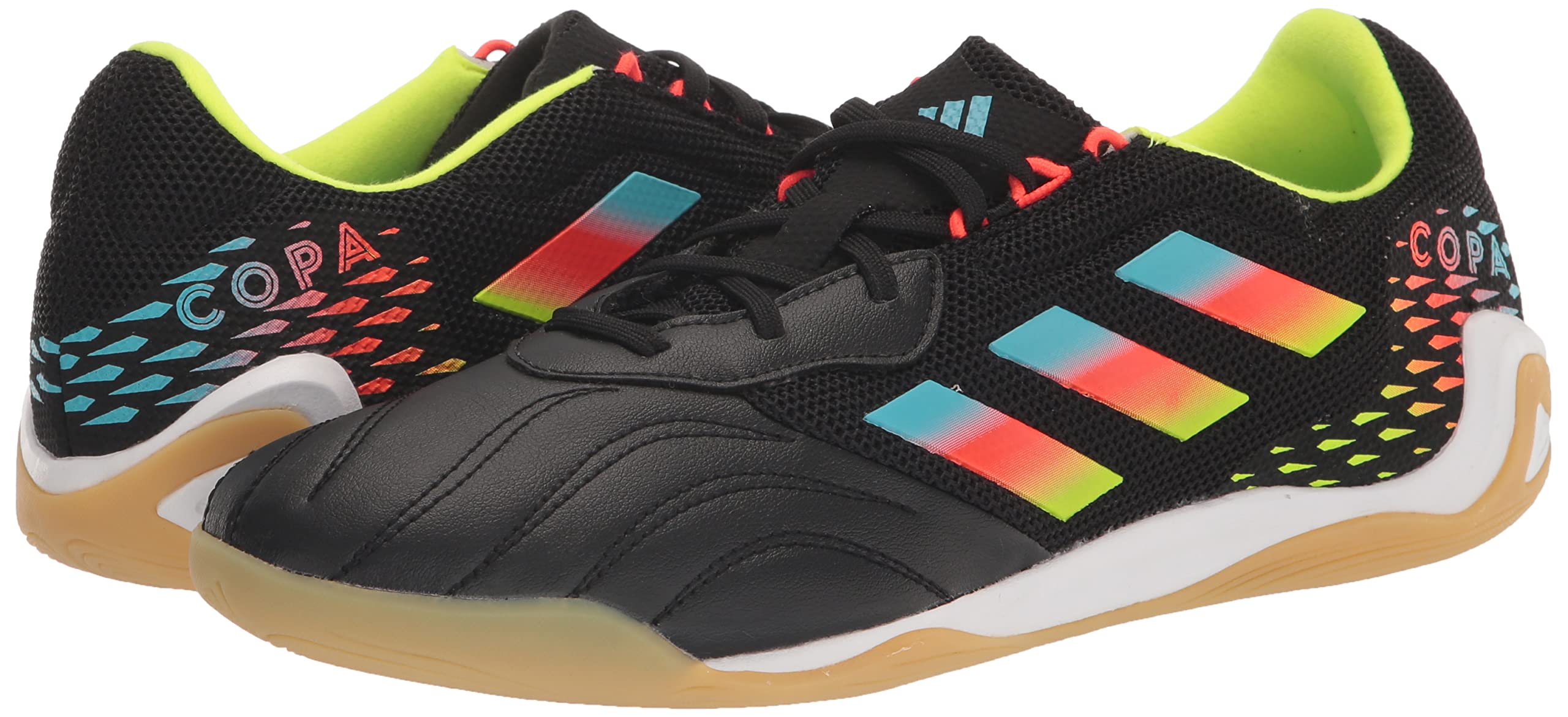 adidas Unisex Copa Sense.3 Indoor Sala buty piłkarskie, czarny/jasny cyjan/drużyna słoneczny żółty, 45 EU, Czarny jasny cyjan zespół słoneczny żółty, 46 EU