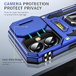for iPhone 16 Case with Screen Protector+Slide Camera Cover, Military Grade Shockproof Protective Case with Magnetic Kickstand Ring for iPhone 16 6.1 inch (Blue)