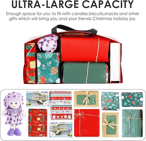 Miniatura 3 de YANGTE Paquete de 16 bolsas de regalo de Navidad extra grandes, bolsas reutilizables con asa, bolsas de compras de comestibles de Navidad no tejidas