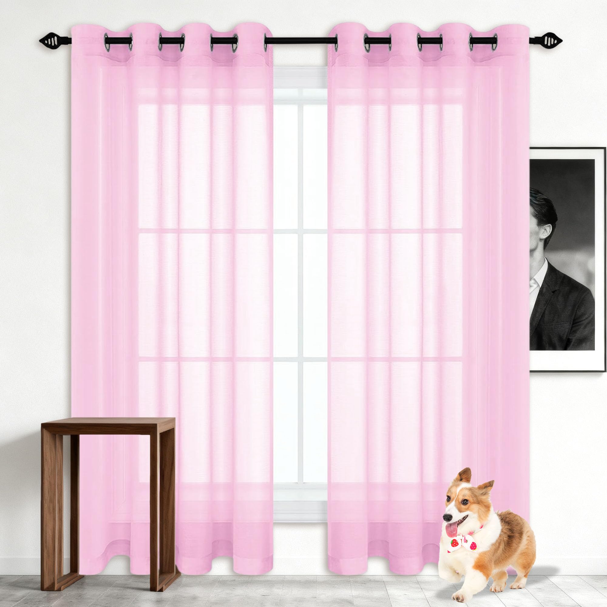 Rideaux voilages élégants en tissu voile semi transparent haut de gamme