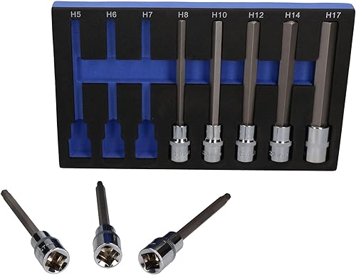 Miniatura 3 de Juego de llaves hexagonales Allen de 1/2 pulgada extra largas de 5.512 in, 0.197 in - 0.669 in, juego de 8 piezas