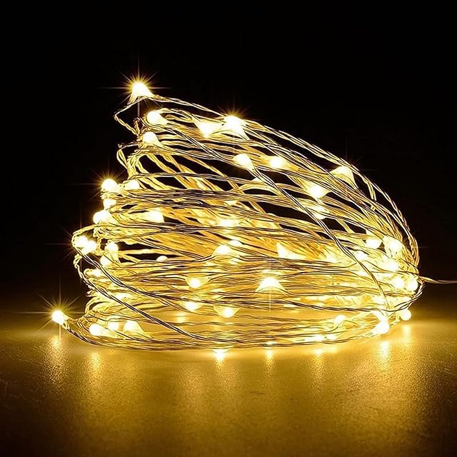 Jsdoin Fairy Lights, 4 PCS 50 LED Battery Operated String Lights Copper Wire Light for Indoor Outdoor Lighting, Bedroom, Wedding Decor, Party, Christmas, Tree Decoration(5M/16ft 50Pcs/Warm White)