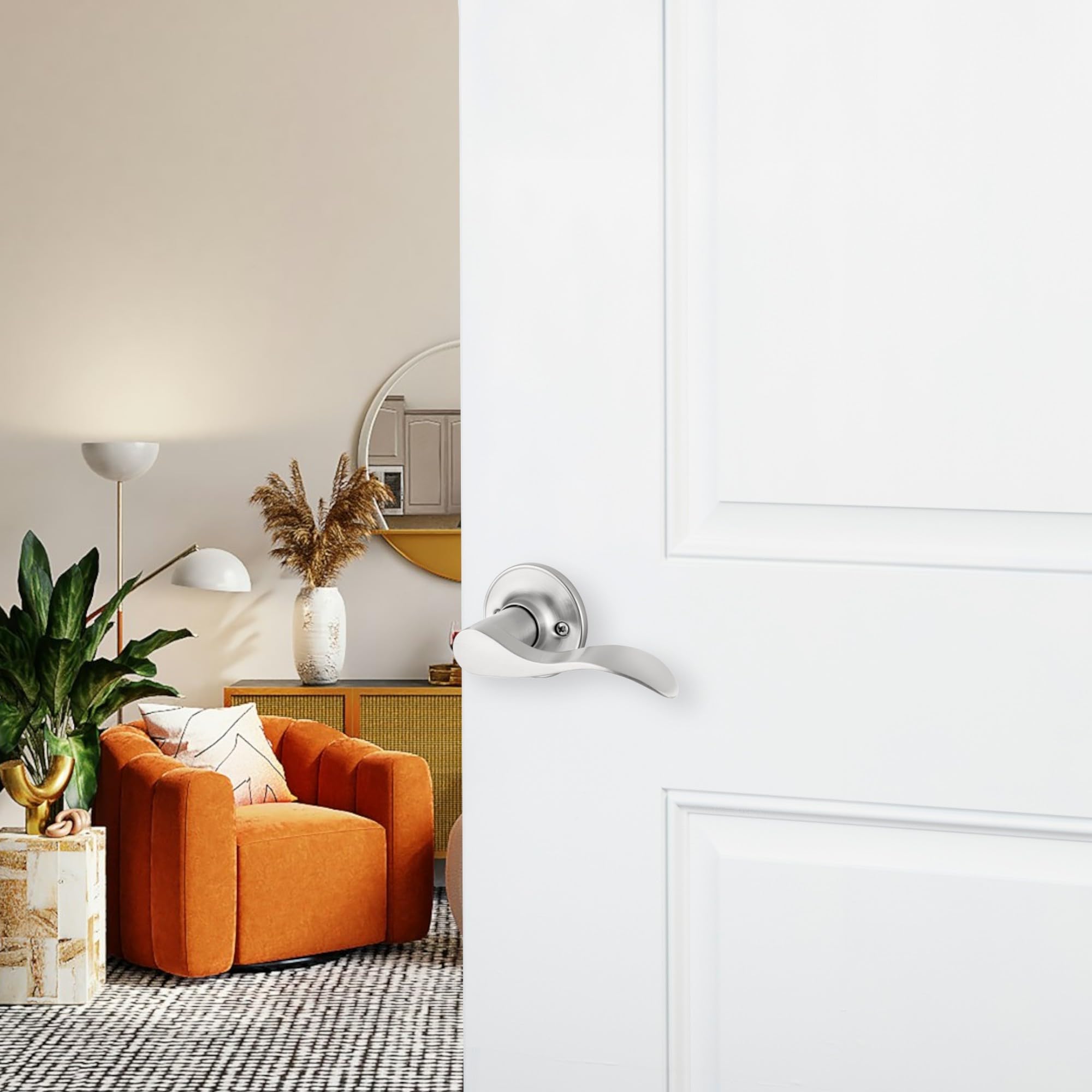 Manija Decorativa Para Puerta Delaney Hardware - Acabado Níquel Satinado, Para Diestros, Sin Cierre