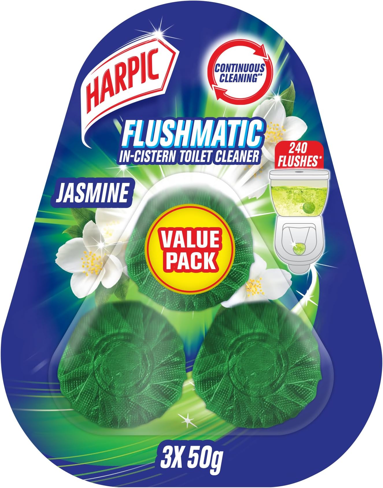 Flushmatic In-Cistern Toilet Cleaner, Jasmine Scent, 50g x 3