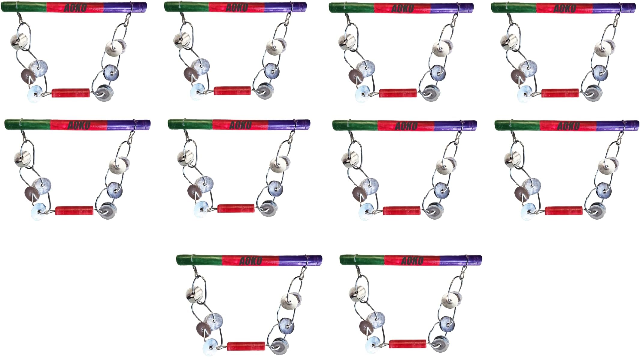 AOKO (Pack of 10)14-INCH Wooden Lezim Dance instrument for dance and celebrations in School PT/Independence Day/Republic Day/Ganesh visarjan etc