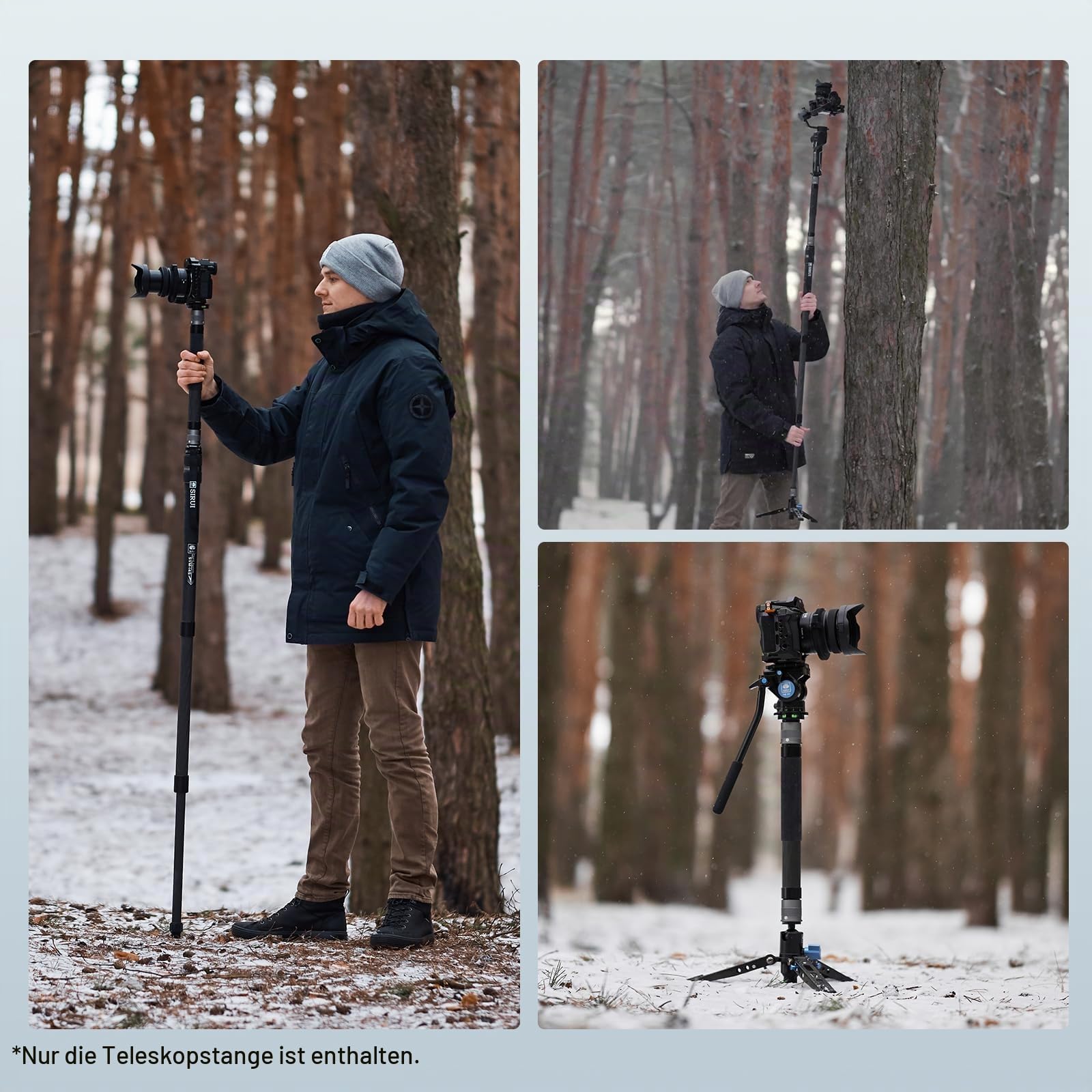 SIRUI SVM-E Kohlefaser-Verlängerungsstange für Kamera-Einbeinstativ der P-Serie und SVM-Serie, 32 cm (12,6 Zoll), 0ne-Abschnitt, Schnellwechsel-Verlängerungsrohr