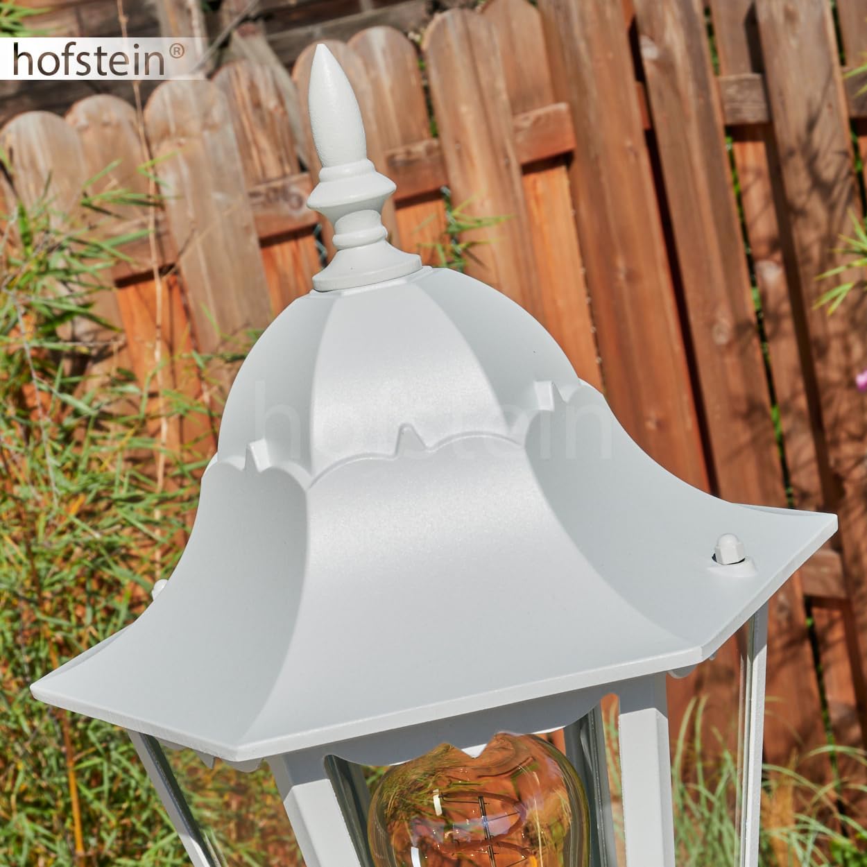 Hong Kong Outdoor Floor Lamp, Outdoor Path Light Made of Metal/Glass in White/Clear, Path Light in Country House, Antique, Retro, Vintage Design, Garden, Outdoor, Patio, Height 206 cm, E27