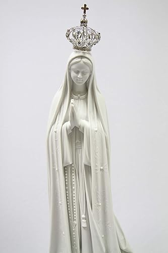Miniatura 8 de Vittoria Collection 28 pulgadas Nuestra Señora de Fátima con corona de metal joya Virgen María estatua italiana escultura hecha en Italia interior