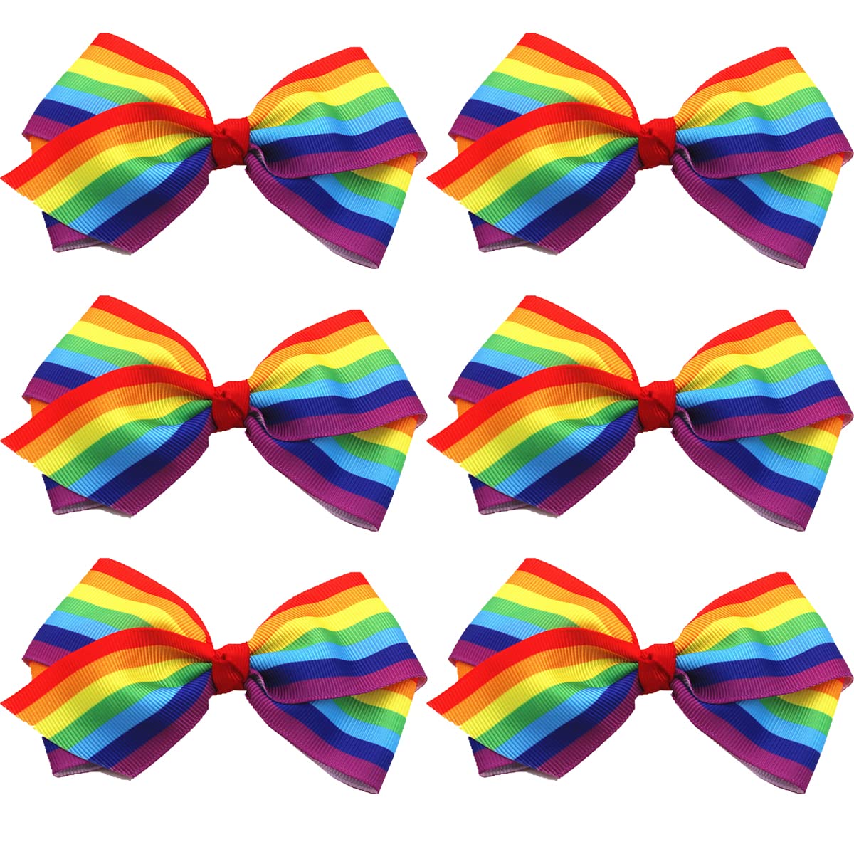 Rainbow Hair Bows with Clip for Girls 4 Inches Grosgrain Rainbow Hair Pins for Kids Rainbow Gay Pride Day Headwear Hairpin Alligator Clips Bows for