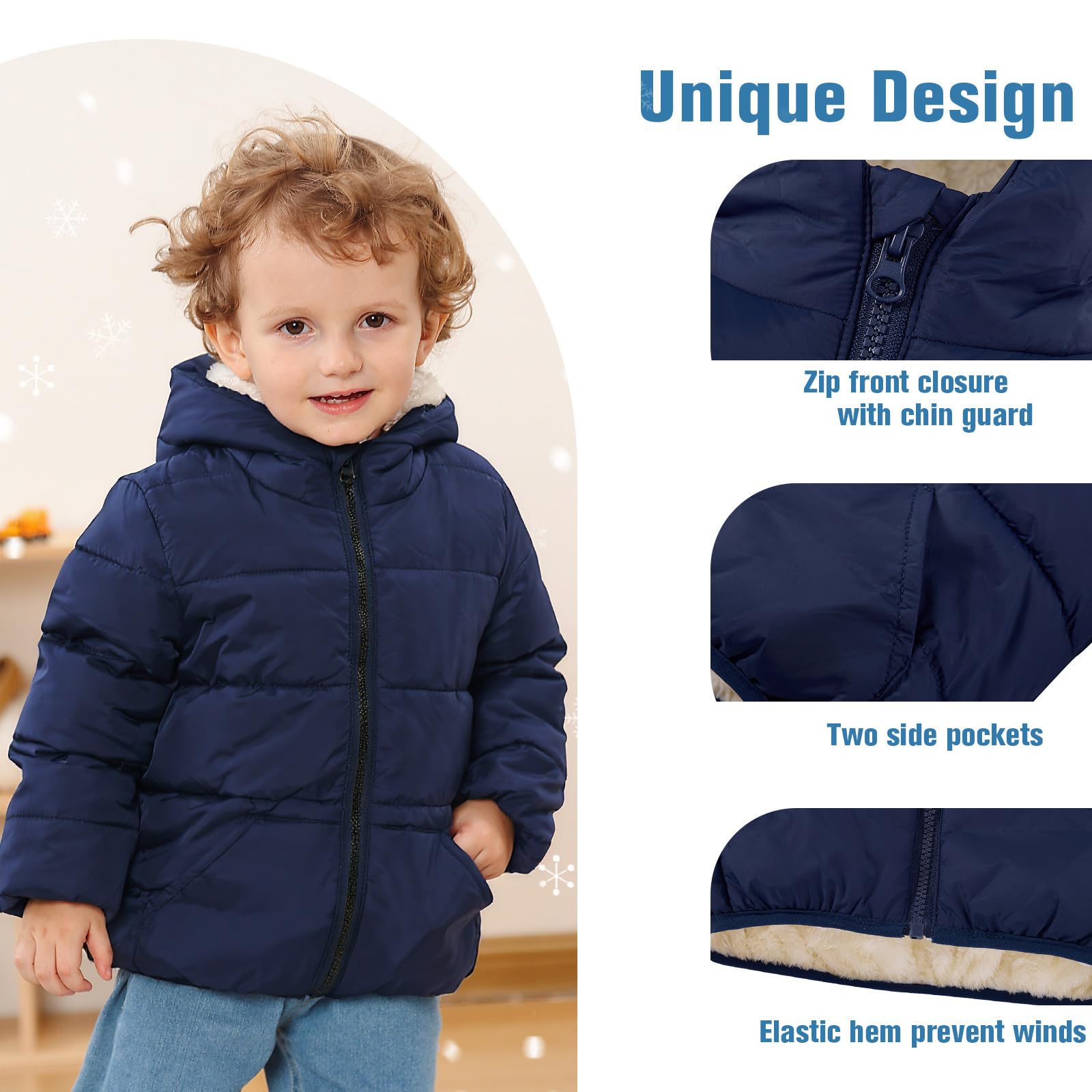 Kids4ever Chaquetas de invierno para bebé niño y niña, abrigos con capucha de dinosaurio, forro polar ártico térmico, cremallera y dos bolsillos, 6 meses a 5 años