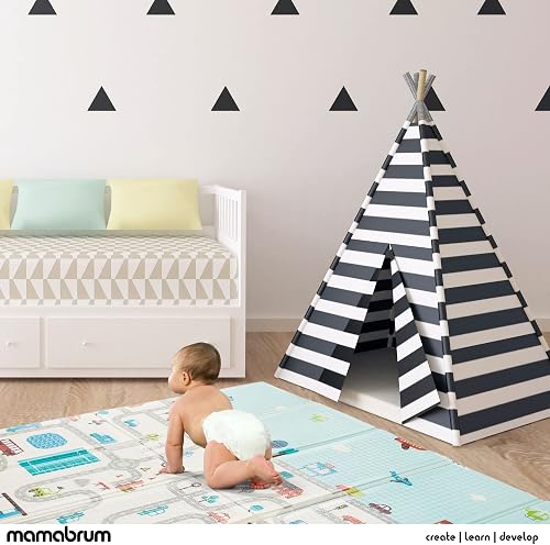 Mamabrum baby play mat 200 x 180 x 1 cm foldable foam mat waterproof portable child safe non-toxic thicker bigger - 7