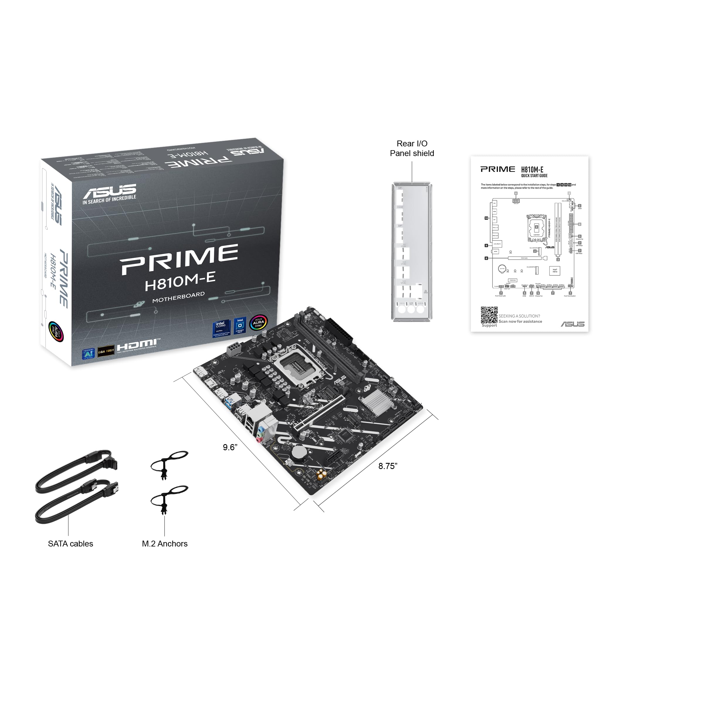 Asus Prime H810M-E-Csm - Motherboard - Micro Atx - Lga1851 Sockel - H810 Chipsatz - UsB-C 3.2 Gen 1, Usb 3.2 Gen 1 - Gigabit Lan - OnboarD-Grafik (cp