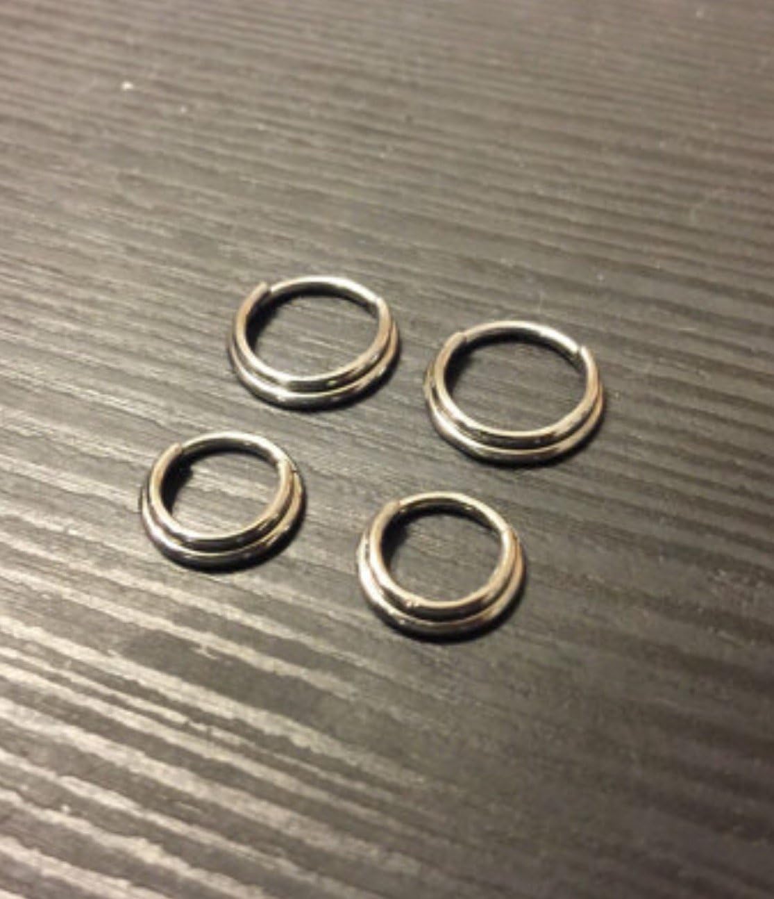 TITANIUM Double Septum Ring Hinged Clicker. 16G 7mm or 9.5mm Inner Diameter