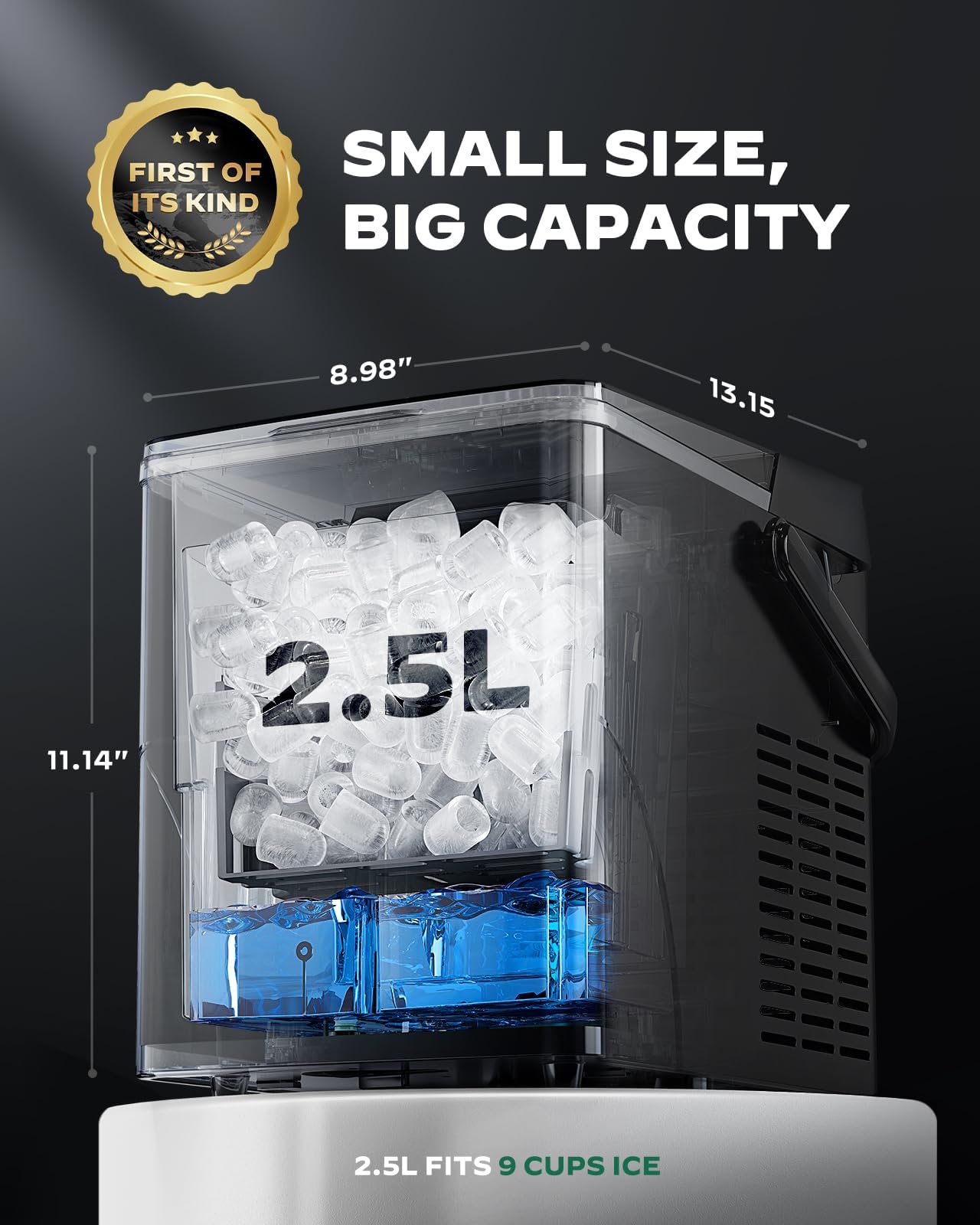 Silonn Countertop Ice Maker With Expanding Ice Basket, 9 Cubes In 6 Mins, 2.5l Ice Basket, Self-Cleaning Ice Maker With LED Touch Control, 2 Bullet Ice Sizes For Home, Kitchen, Office on Fridge.com - View 3