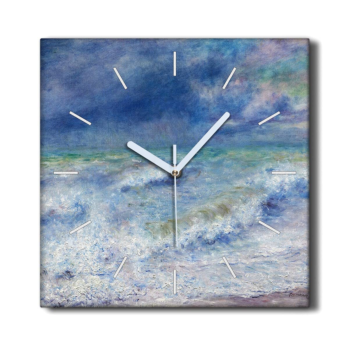 Horloge Murale sans tic-tac 30x30cm Toile Silencieuse Mer