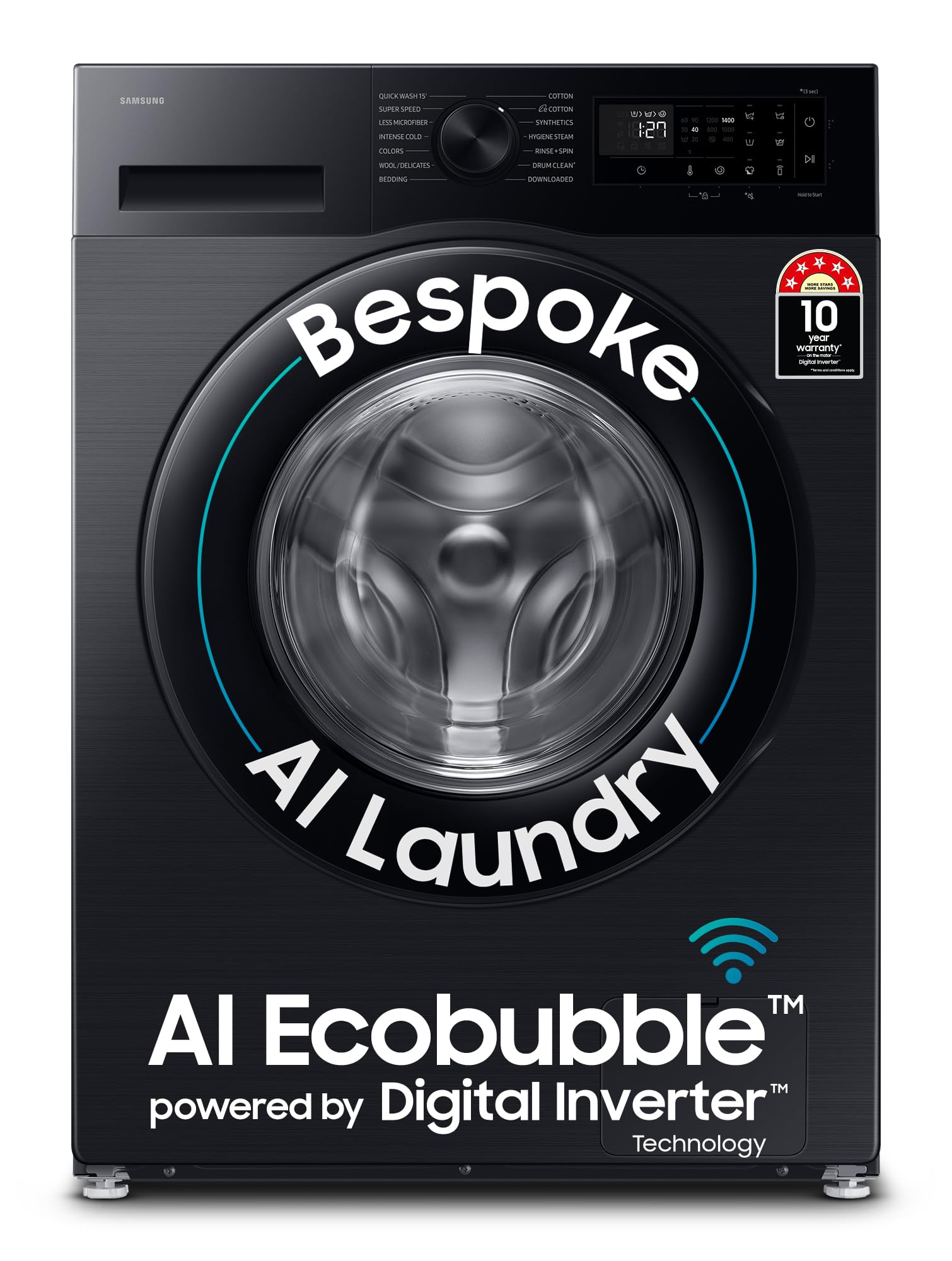 Samsung 12 kg, 5 Star, Super Speed, Wi-Fi, Hygiene Steam with Inbuilt Heater, Digital Inverter, Fully-Automatic Front Load Washing Machine (WW12DG5B24ABTL, Black)-image-45