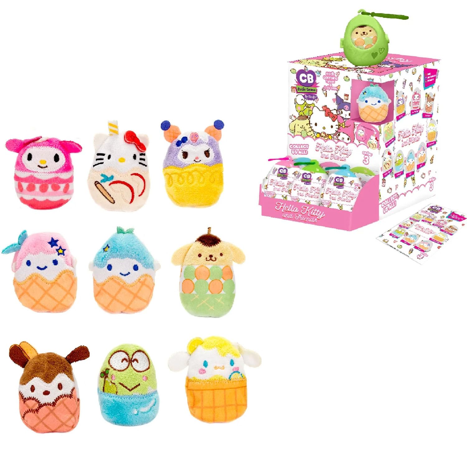 Hello Kitty Mystery Cutie Beans, Officially Licensed Suprise Toys, Clip-On Egg with Small Plush Character - 1 Piece