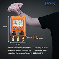 Vista 7 de Elitech Válvula de 2 vías de manómetro digital con abrazaderas de termómetro para sistemas HVAC, LMG-10