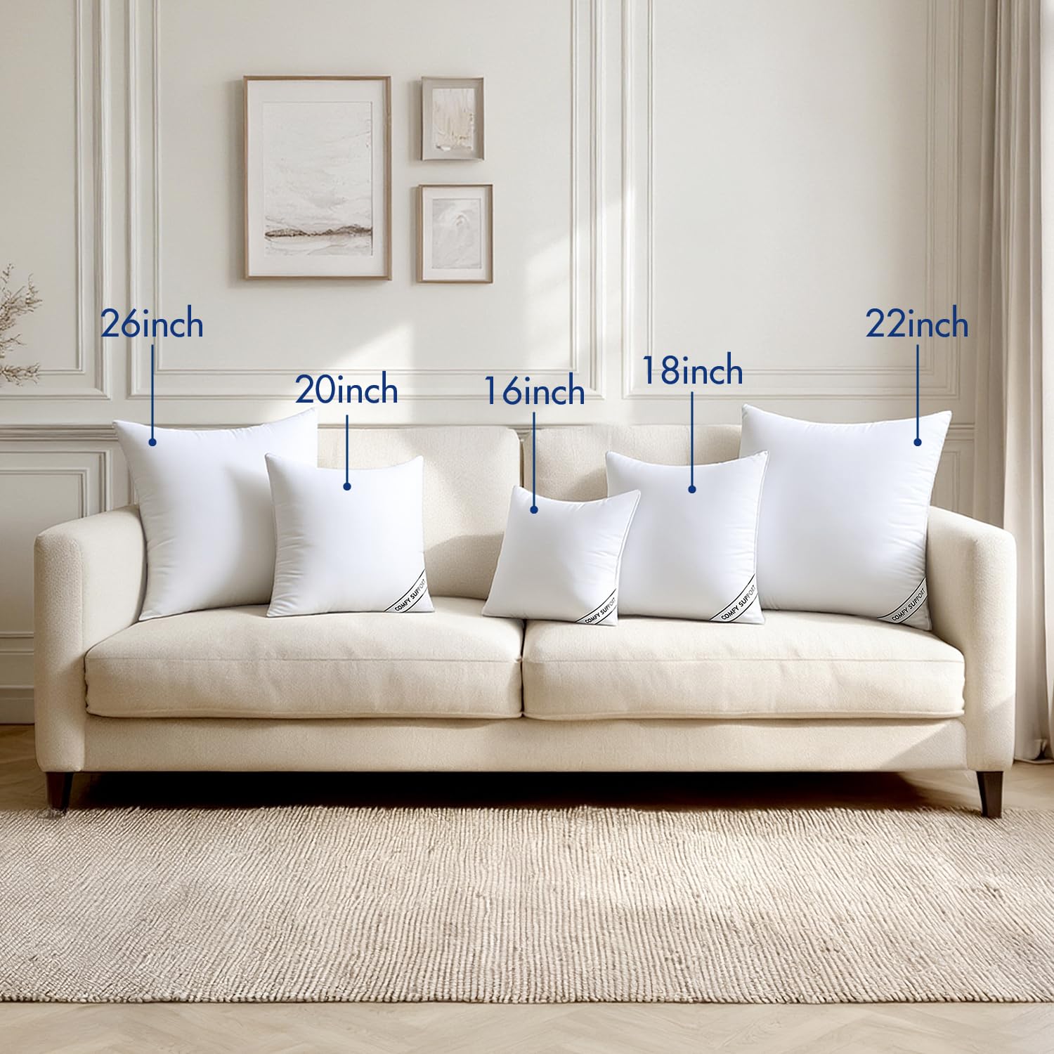 MIULEE 18x18 Inch Pillows Inserts, Pack of 4 Down Alternative Virgin Filling Comfy Support Throw Pillows for Sofa Couch Bed - 5