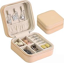 Small Jewellery Box Case for Women Girls, Portable Jewelry Organizer, Small Jewellery Box Women Travel Jewelry Chain Organizer for Rings, Earrings, Bracelets and Necklaces - Pink