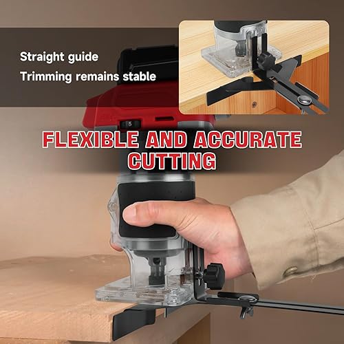 Miniatura 4 de Enrutador compacto inalámbrico para batería Milwaukee de 18 V, enrutador recortador sin escobillas de 800 W con 5 velocidades variables, 30000 RPM,