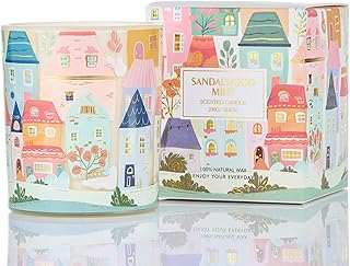 Sponsored You’re seeing this ad based on the product’s relevance to your search query.Learn more about this advertisement M&SENSE Scented Candles in Glass Sandalwood Mint, 290 g, Natural Soy Scented Candle with 55 Hours Burning Time, Hand-Painted Architecture Graffiti, Sweet Home Accessory & Gift for Women, Natural