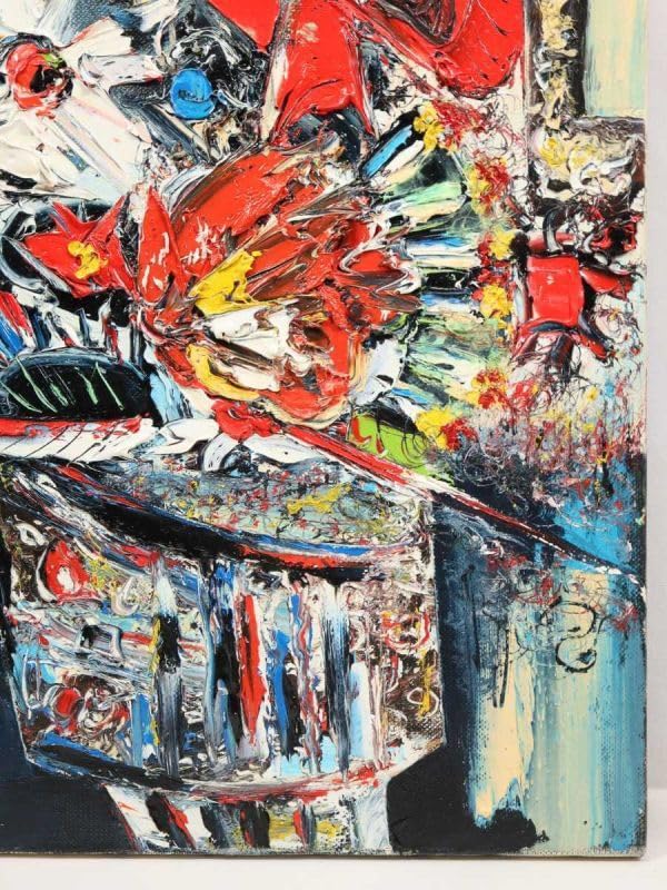 なのはな　油彩画 1982年制作 真作 安藤育宏 1987年油彩「梅郷好日」画寸 F6 栃木県出身
