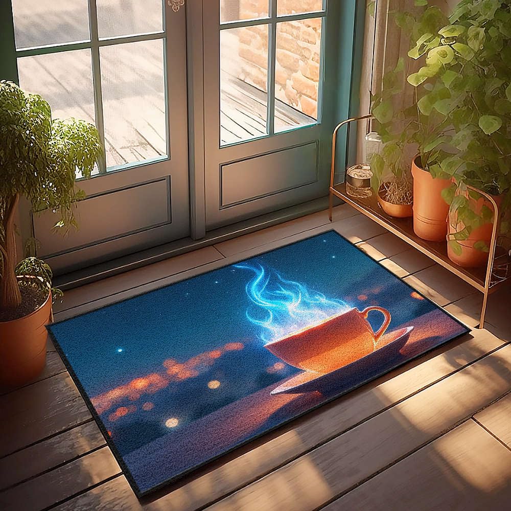 Paillasson de ferme déco tasse de flamme bleue pour embellir le porche de votre maison