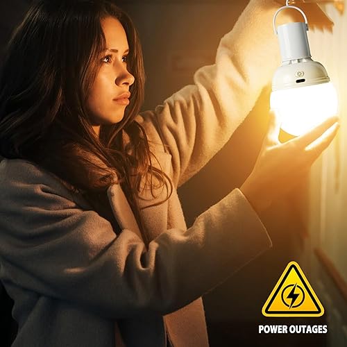 Miniatura 9 de Bombillas recargables, bombilla a pilas con control remoto E26, bombillas LED de emergencia, blanco cálido, CCT con temporizador regulable para